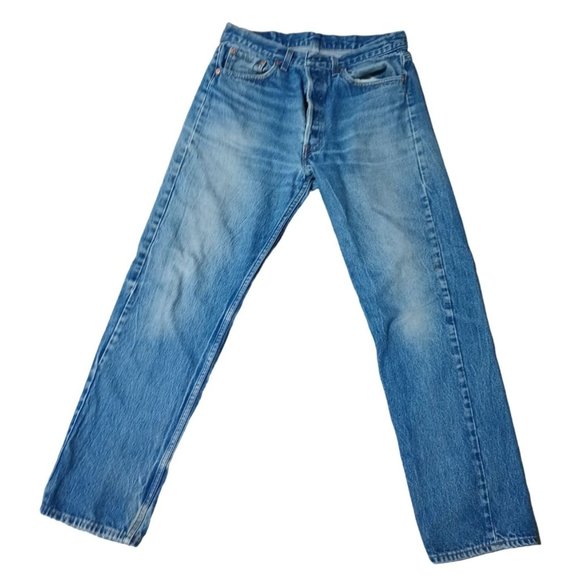 Vintage Levis 501 Jeans Mens Size 34 x 32, Actual 30 x 30 Distressed Blue Denim - Picture 2 of 14
